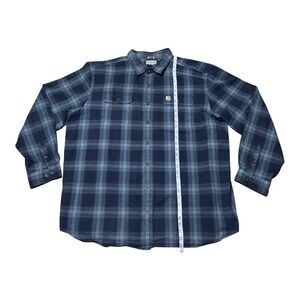 Carhartt Men's 3XL Tall Flannel Shirt Blue Plaid Workwear Original Fit Midweight